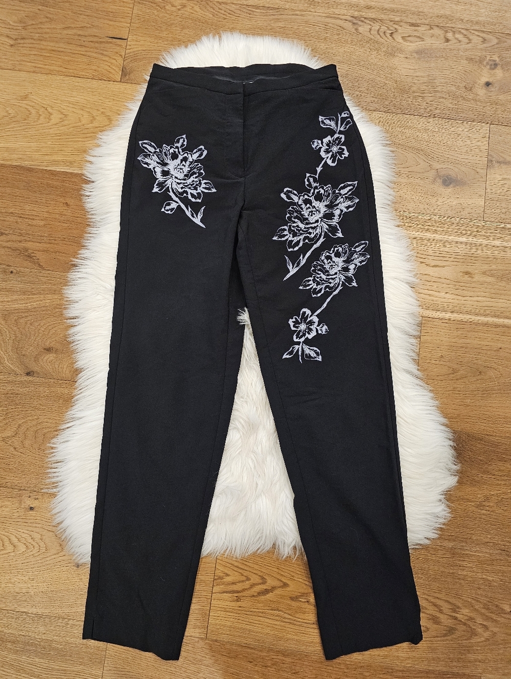Vintage Black Floral Women's Pants